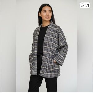 NWT Autres Filles Oversized Plaid Jacket Lightweight Shacket Layering Oversized